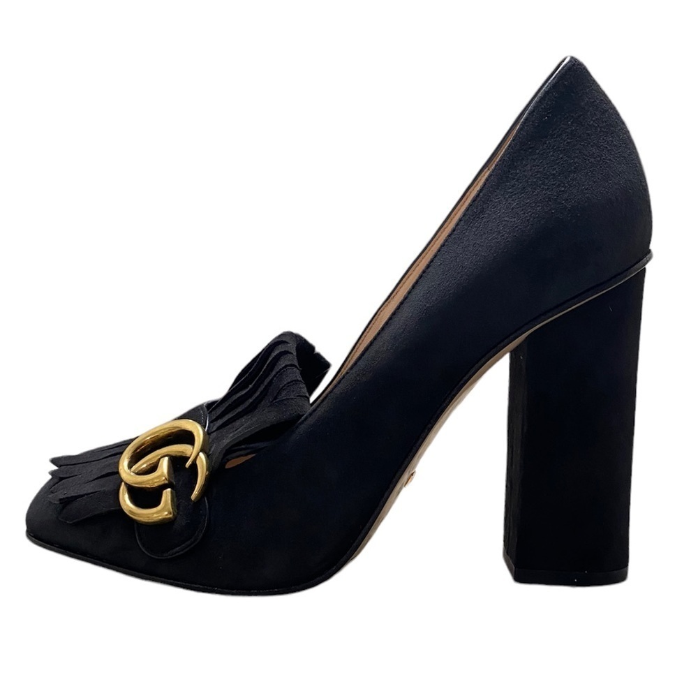 Gucci GG Marmont Fringe Suede Platform Heeled Pumps